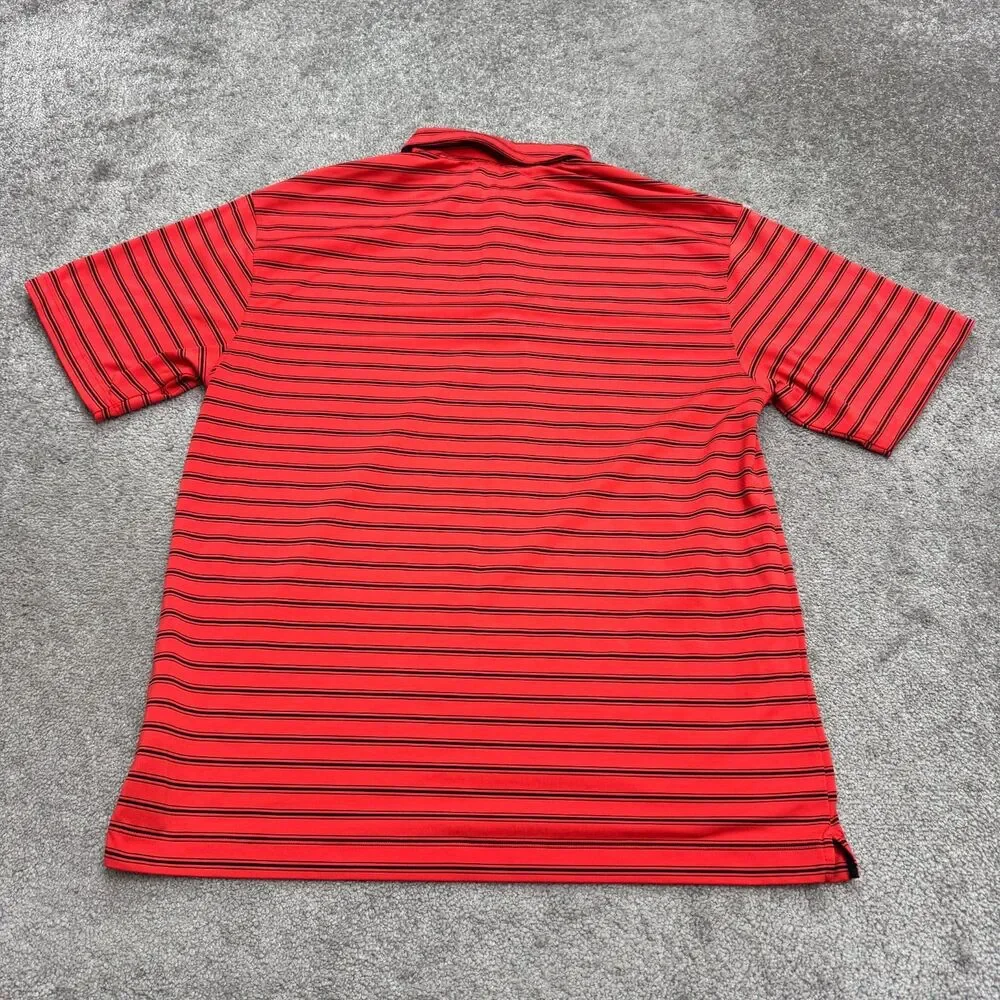 Nike Golf FitDry Polo Shirt Mens Large Red Blue Striped Performance Activewear